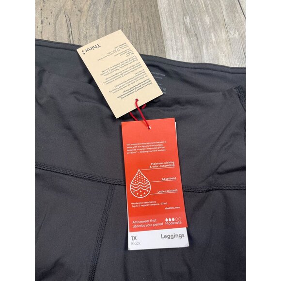 NEW Thinx Period Leggings 1X Moderate Absorption Black Pockets Athletic - Picture 4 of 11